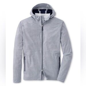 Peter Millar Gale Gray Hyperlight Link 3L Jacket MS23EZ54A Full-Zip Golf Hoodie